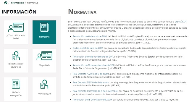 Zona de contenidos: Menú a la izquierda y contenidos a la derecha.